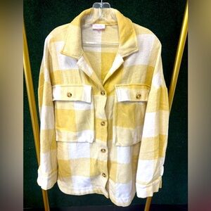 Yellow and ivory wool shacket